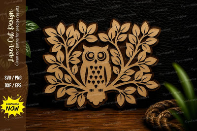 Owl Floral Wreath Laser Cut Svg Design SVG Regulrcrative 