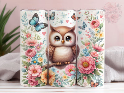 Owl Flower 20oz Tumbler Wrap PNG, Cute Owl Tumbler Png, Straight & Tapered Tumbler Wrap, Instant Digital Download Sublimation Li Zamperini 