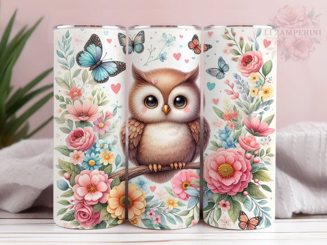 Owl Flower 20oz Tumbler Wrap PNG, Cute Owl Tumbler Png, Straight & Tapered Tumbler Wrap, Instant Digital Download Sublimation Li Zamperini 