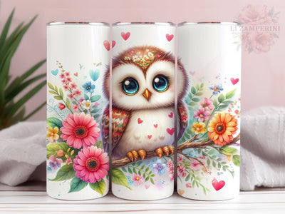 Owl Flower 20oz Tumbler Wrap PNG, Cute Owl Tumbler Png, Straight & Tapered Tumbler Wrap, Instant Digital Download Sublimation Li Zamperini 