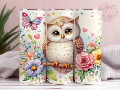 Owl Flower 20oz Tumbler Wrap PNG, Cute Owl Tumbler Png, Straight & Tapered Tumbler Wrap, Instant Digital Download Sublimation Li Zamperini 