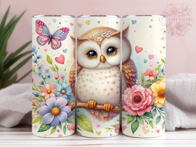 Owl Flower 20oz Tumbler Wrap PNG, Cute Owl Tumbler Png, Straight & Tapered Tumbler Wrap, Instant Digital Download Sublimation Li Zamperini 