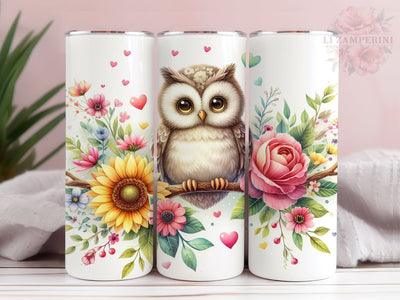 Owl Flower 20oz Tumbler Wrap PNG, Cute Owl Tumbler Png, Straight & Tapered Tumbler Wrap, Instant Digital Download Sublimation Li Zamperini 