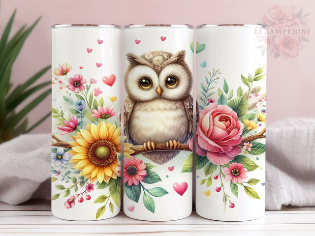 Owl Flower 20oz Tumbler Wrap PNG, Cute Owl Tumbler Png, Straight & Tapered Tumbler Wrap, Instant Digital Download Sublimation Li Zamperini 