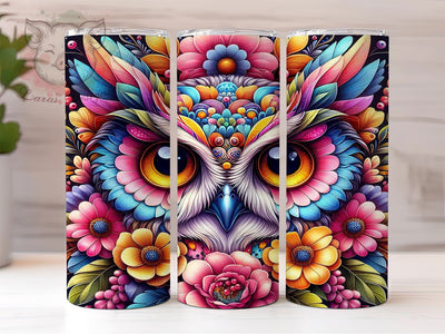 OWL Flower Colorful 20 oz Skinny Tumbler Sublimation Design, Straight & Tapered Tumbler Png, OWL Tumbler Png, Digital Download PNG Sublimation Lara' s Designs 