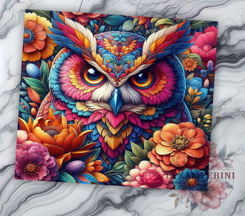 OWL Flower Colorful 20oz Tumbler Wrap PNG, Owl Lover Tumbler PNG Sublimation Design, Straight & Tapered Tumbler Wrap, Instant Digital Download Sublimation Li Zamperini 