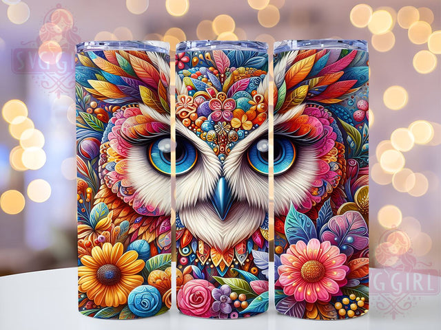 OWL Flower Colorful 20oz Tumbler Wrap Sublimation Design, Straight Tapered Tumbler Wrap, OWL Tumbler Png, Instant Digital Download Sublimation SvggirlplusArt 