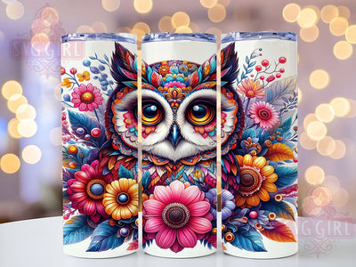 OWL Flower Colorful 20oz Tumbler Wrap Sublimation Design, Straight Tapered Tumbler Wrap, OWL Tumbler Png, Instant Digital Download Sublimation SvggirlplusArt 