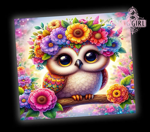 Owl Flowers 20oz Tumbler Wrap Sublimation Design, Straight Tapered Tumbler Wrap, Cute Owl Tumbler Png, Instant Digital Download Sublimation SvggirlplusArt 