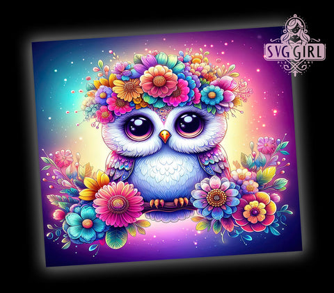 Owl Flowers 20oz Tumbler Wrap Sublimation Design, Straight Tapered Tumbler Wrap, Cute Owl Tumbler Png, Instant Digital Download Sublimation SvggirlplusArt 