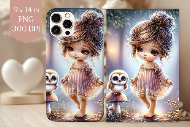 Owl Forest Girl Phone Case PNG Sublimation BijouBay 
