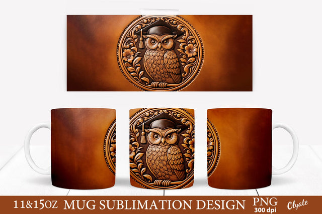 Owl Graduation Mug PNG. Leather Graduation PNG. 11 OZ, 15 OZ Sublimation Olga Terlyanskaya 