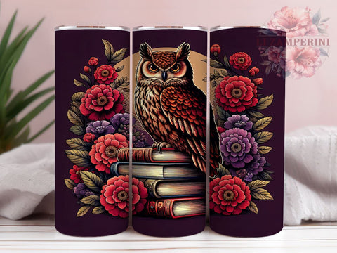 Owl Halloween 20 oz Skinny Tumbler Sublimation Design, Straight & Tapered Tumbler Png, Spooky Owl Tumbler Png, Digital Download PNG Sublimation Li Zamperini 