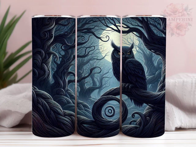 Owl in Forest 20oz Tumbler Wrap PNG, Owl Tumbler Png, Straight & Tapered Tumbler Wrap, Instant Digital Download Sublimation Li Zamperini 