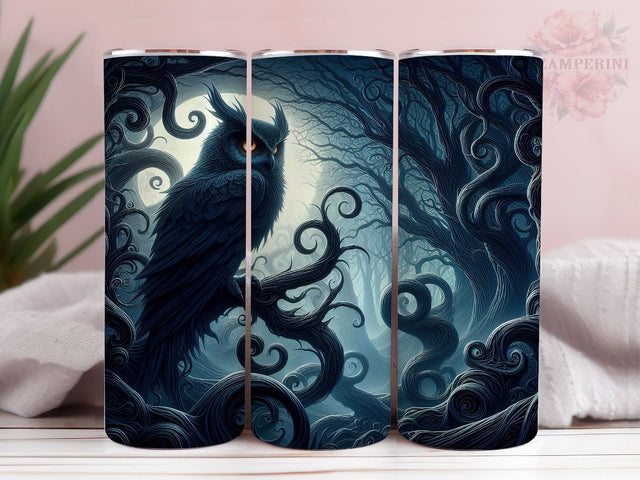 Owl in Forest 20oz Tumbler Wrap PNG, Owl Tumbler Png, Straight & Tapered Tumbler Wrap, Instant Digital Download Sublimation Li Zamperini 