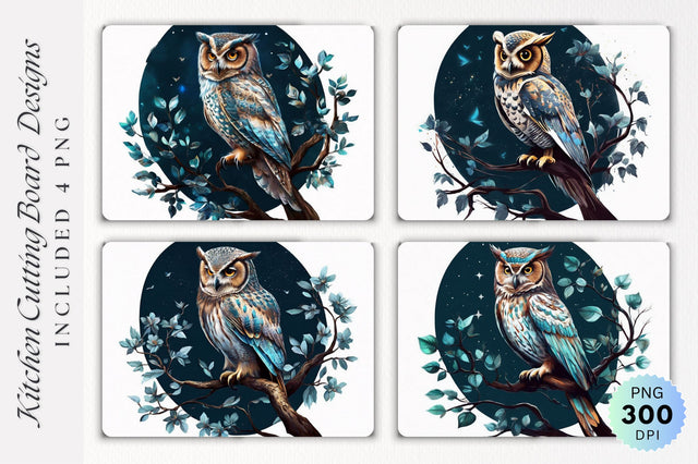 Owl Kitchen Cutting Board PNG Design Sublimation Regulrcrative 