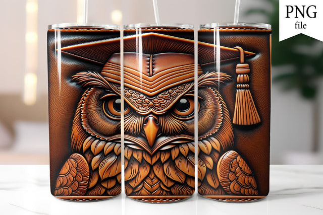 Owl Leather Tumbler PNG. Graduation Sublimation PNG Sublimation Olga Terlyanskaya 