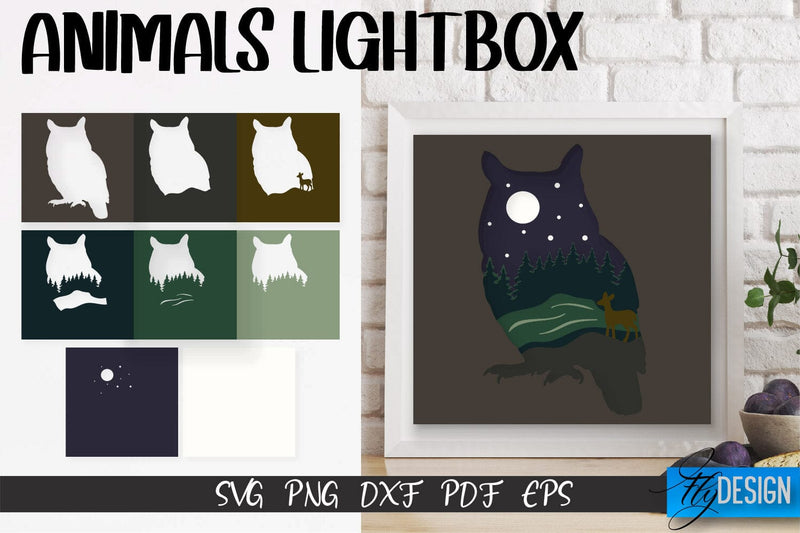 Owl Lightbox SVG Design | Paper Cut Design | SVG File SVG Fly Design 