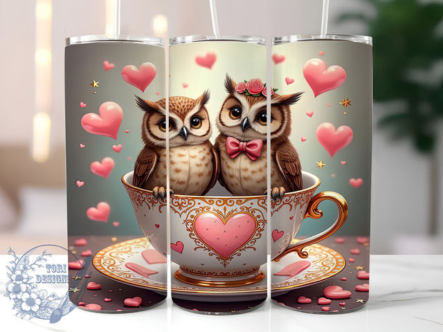 Owl Love Valentines Cute Romantic Tumbler Wrap, Valentines Day Wrap, 20oz Drinkware, Cute Owl Design, Valentine Gifts, Love Tumbler, Romantic Sublimation Sublimation ToriDesigns 