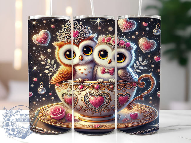 Owl Love Valentines Cute Romantic Tumbler Wrap, Valentines Day Wrap, 20oz Drinkware, Cute Owl Design, Valentine Gifts, Love Tumbler, Romantic Sublimation Sublimation ToriDesigns 