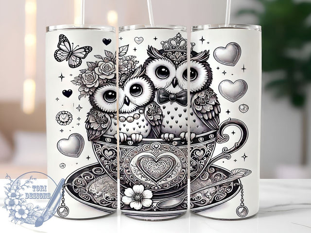 Owl Love Valentines Cute Romantic Tumbler Wrap, Valentines Day Wrap, 20oz Drinkware, Cute Owl Design, Valentine Gifts, Love Tumbler, Romantic Sublimation Sublimation ToriDesigns 
