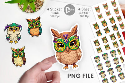Owl Mardi Gras Vol 2 Sticker Sublimation artnoy 