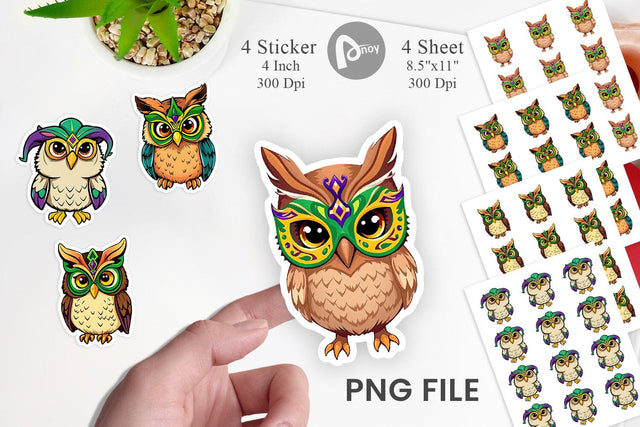 Owl Mardi Gras Vol 2 Sticker Sublimation artnoy 