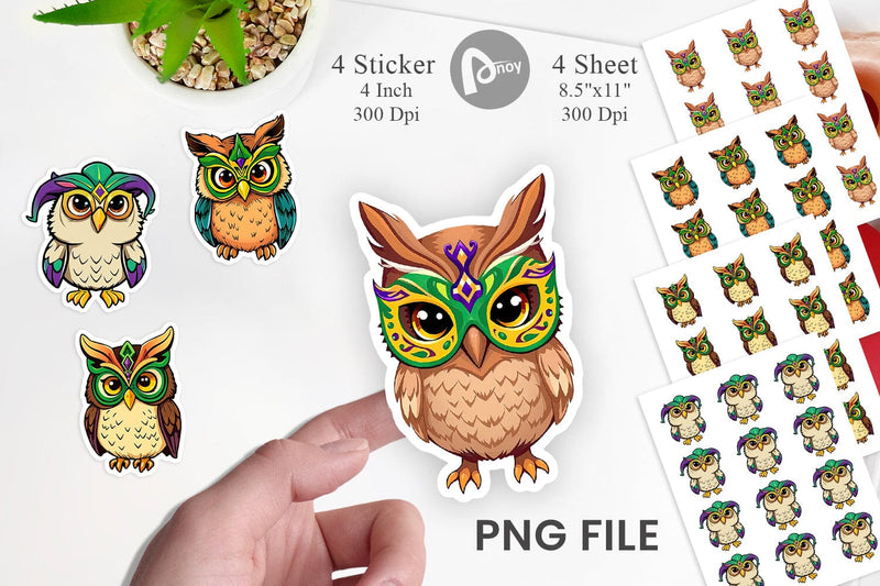 Owl Mardi Gras Vol 2 Sticker Sublimation artnoy 