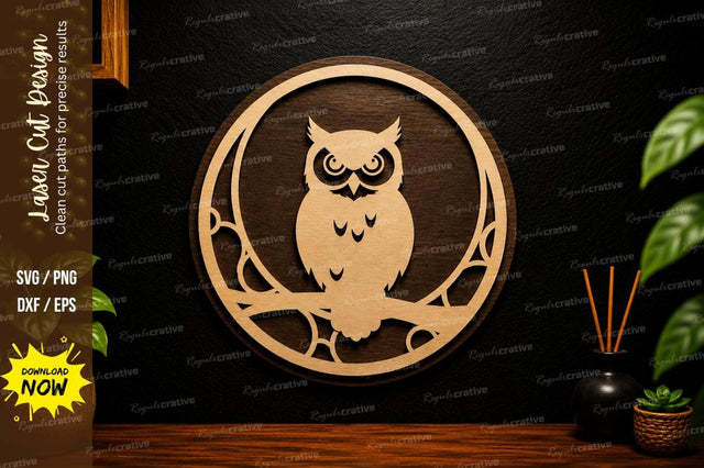 Owl Moon Ornament Laser Cut SVG Design SVG Regulrcrative 