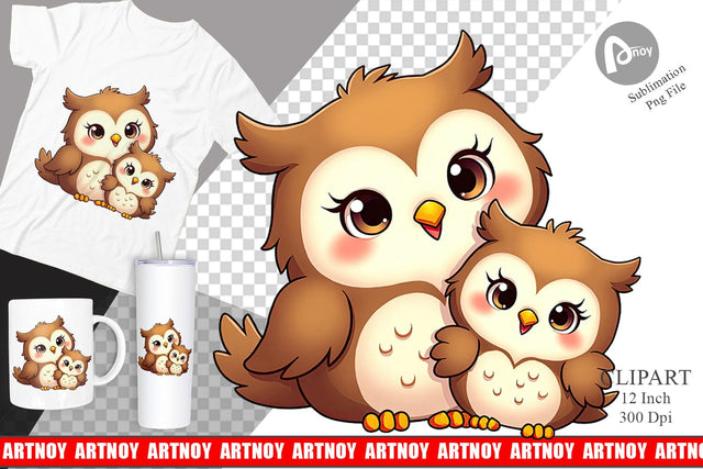 Owl Mother's Day Clipart Sublimation artnoy 