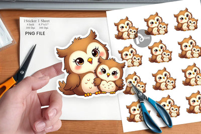 Owl Mother's Day Sticker Sublimation artnoy 