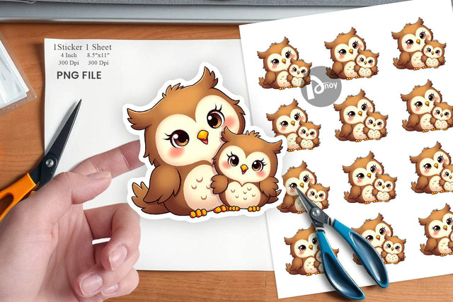 Owl Mother's Day Sticker Sublimation artnoy 