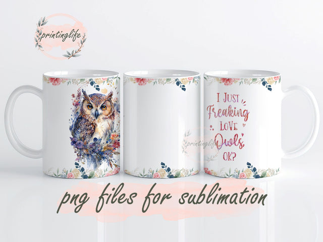 Owl Mug Wrap Mug, Owl Mug Sublimation Design, Owl Mug Wrap, Instant Digital Download PNG Sublimation PrintingLife 