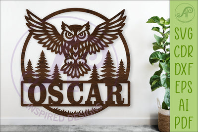 Owl Name Sign SVG for Laser cutting SVG APInspireddesigns 