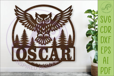 Owl Name Sign SVG for Laser cutting SVG APInspireddesigns 