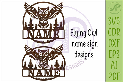 Owl Name Sign SVG for Laser cutting SVG APInspireddesigns 