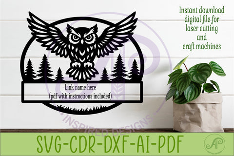 Owl Name Sign SVG for Laser cutting SVG APInspireddesigns 