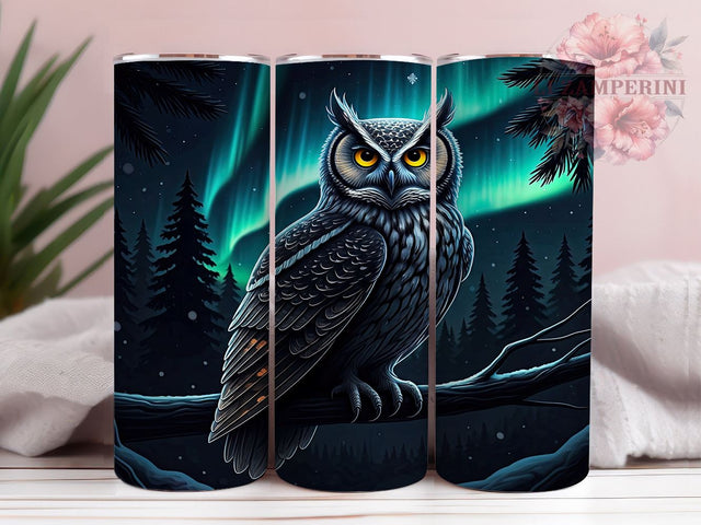 Owl Northern Lights 20oz Tumbler Wrap, Northern Lights, 20oz Tumbler, Sublimation Wrap, Wildlife Gift, Night Sky Design, Colorful Tumbler Sublimation Li Zamperini 
