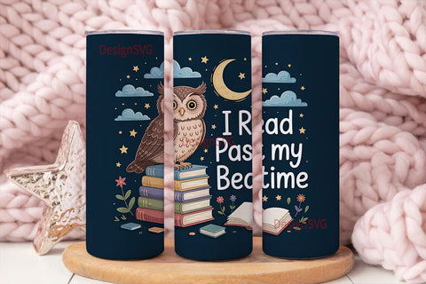 Owl Reading Past Bedtime 20oz Tumbler Sublimation DesignSVG 