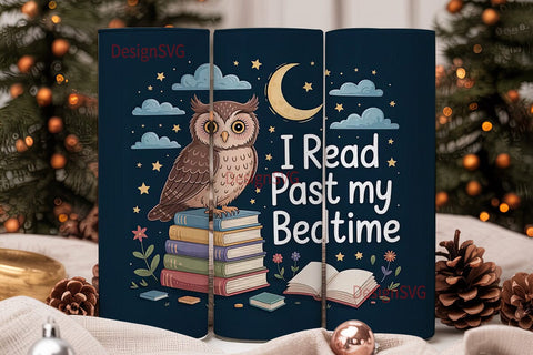 Owl Reading Past Bedtime 20oz Tumbler Sublimation DesignSVG 