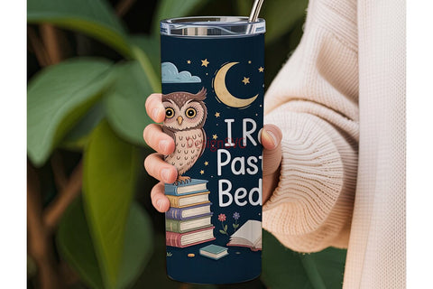 Owl Reading Past Bedtime 20oz Tumbler Sublimation DesignSVG 