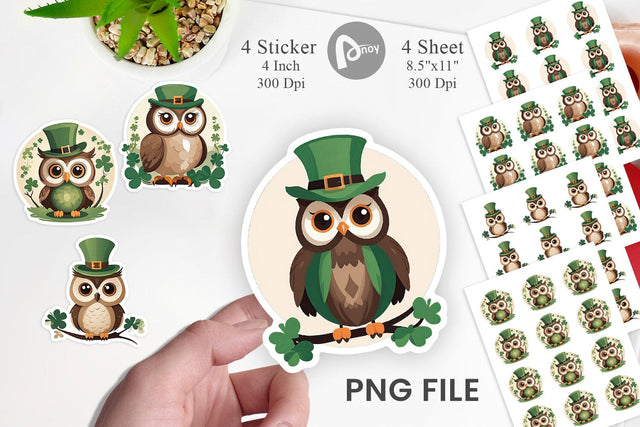 Owl St. Patrick Sticker Sublimation artnoy 