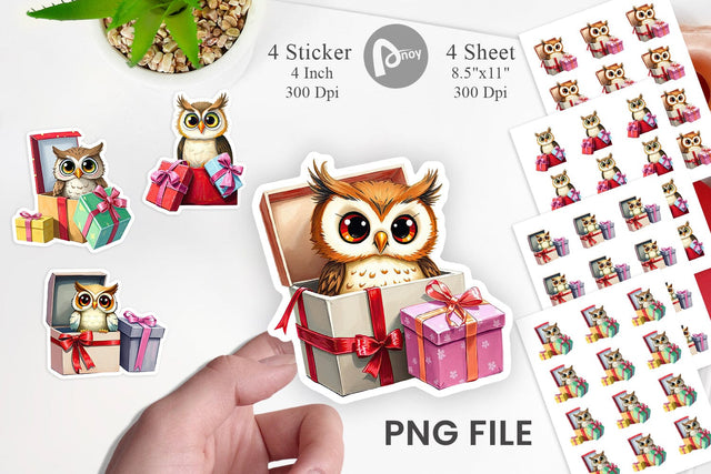 Owl Sticker Gift Sublimation artnoy 