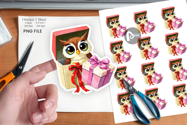Owl Sticker Gift Sublimation artnoy 