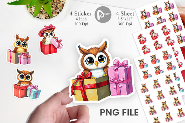 Owl Sticker Gift Sublimation artnoy 