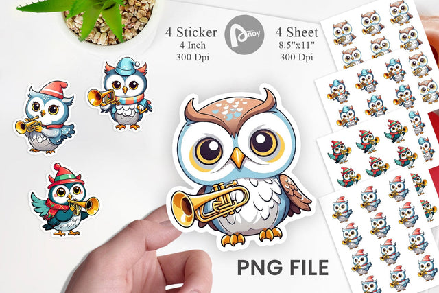 Owl Sticker New Year Sublimation artnoy 
