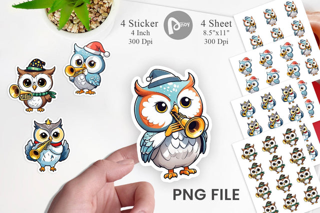 Owl Sticker New Year Sublimation artnoy 