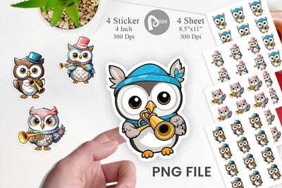 Owl Sticker New Year Sublimation artnoy 