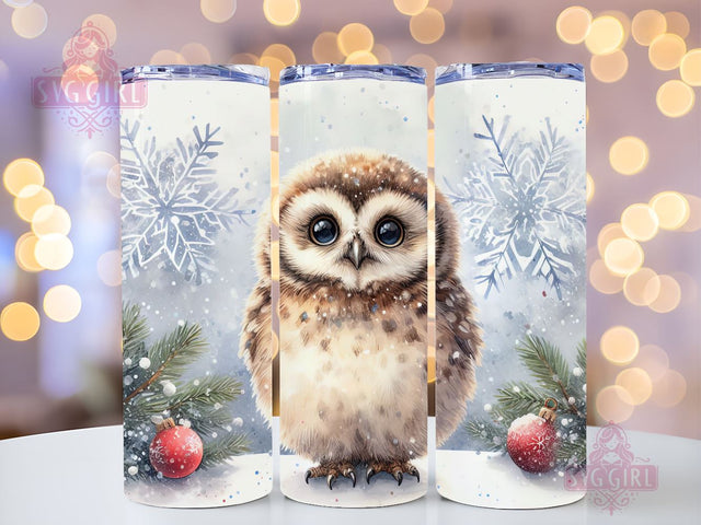 Owl Sublimation Christmas, Owl Sublimation Wrap, Digital Download, Owl Watercolor 20 oz Skinny Tumbler Sublimation Design Sublimation SvggirlplusArt 
