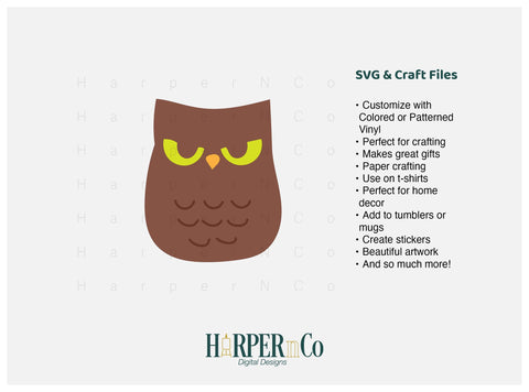 Owl SVG PNG Cut EPS File SVG HarperNCo 